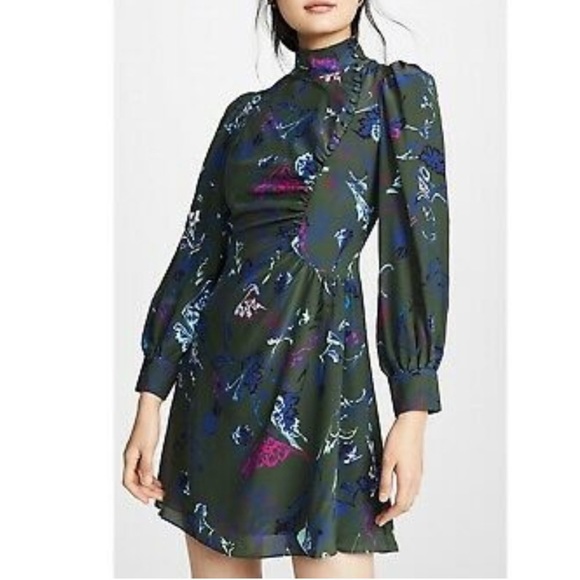 Tanya Taylor Clarisse Silk Dress Green - Picture 3 of 8